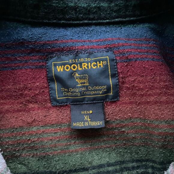 🔥Vintage Woolrich Cotton Flannel Blanket Striped Western Southwest Button Shirt - Picture 8 of 14